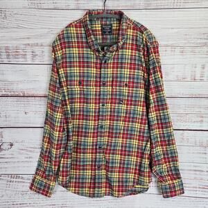 Abercrombie & Fitch Men's Red Plaid Flannel Shirt 2XL Cotton Check Outdoor NWT